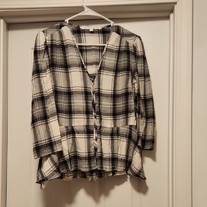 Veronica Beard Black and White Plaid Button Down Shirt
